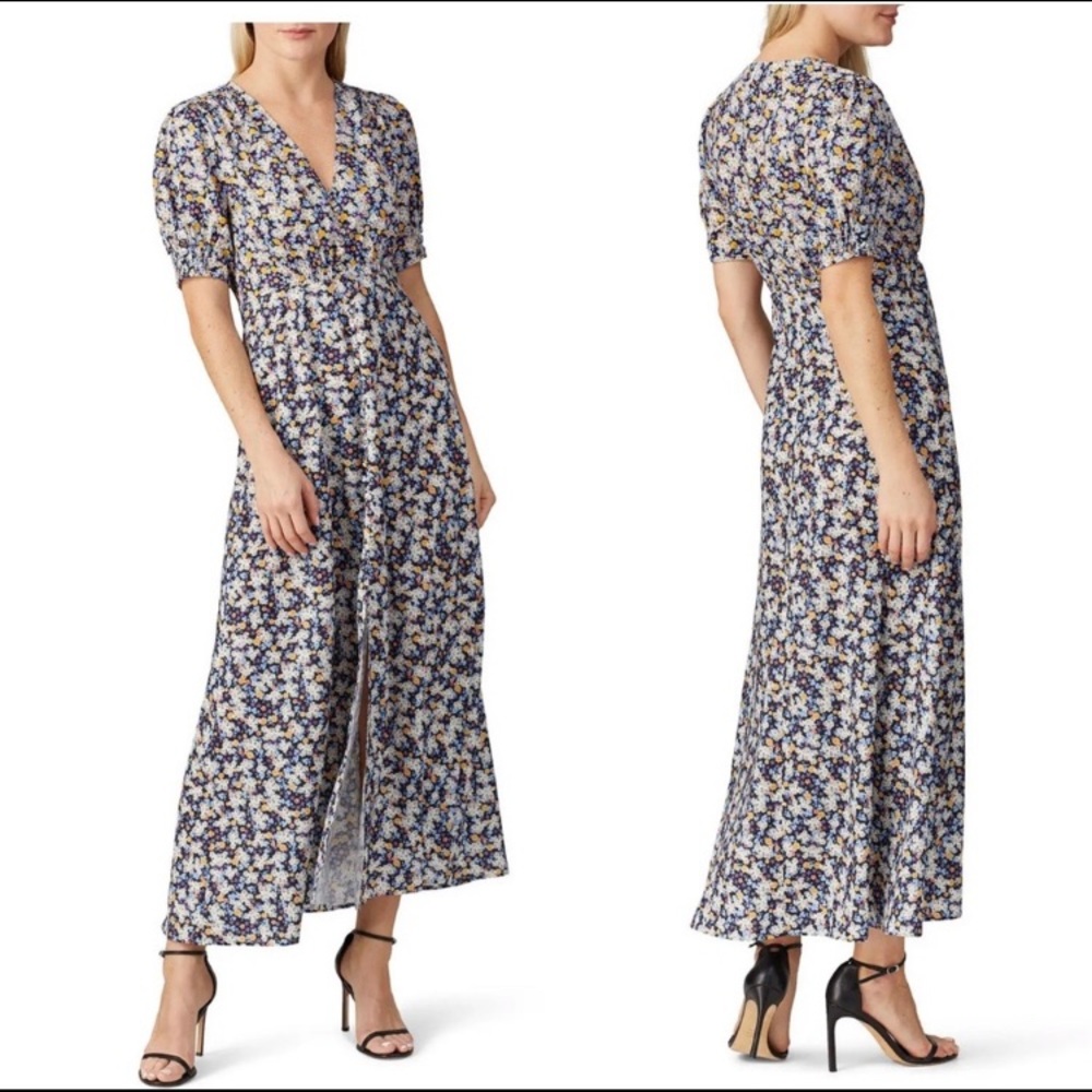 ROAM Corsica floral puff sleeve maxi dress